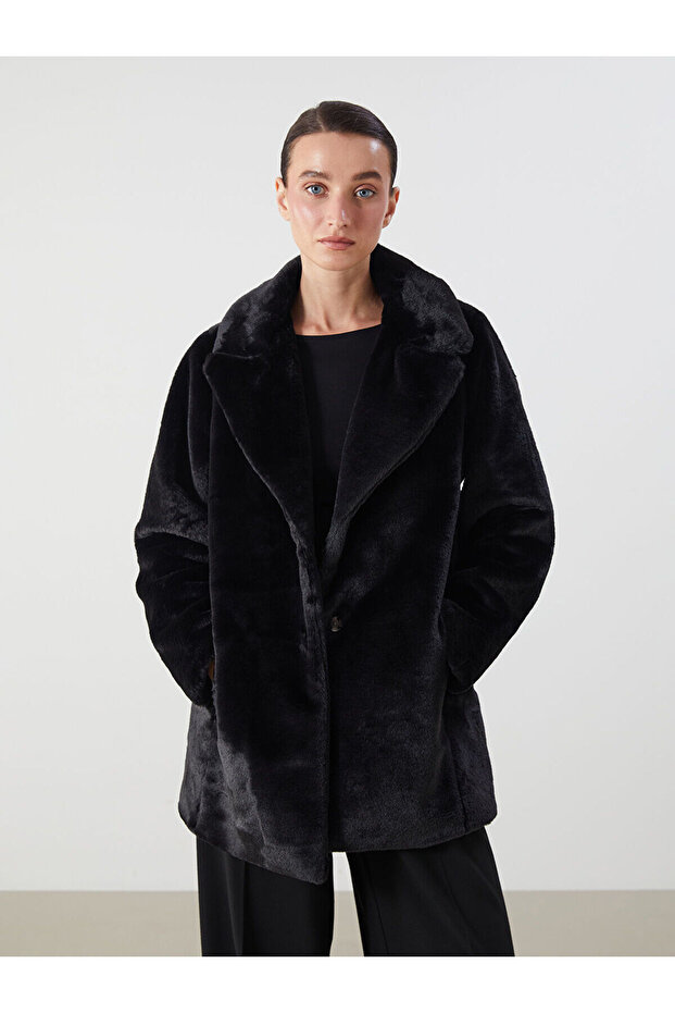 Lcwaikiki Classic Jacket Collar Women's Fur Coat