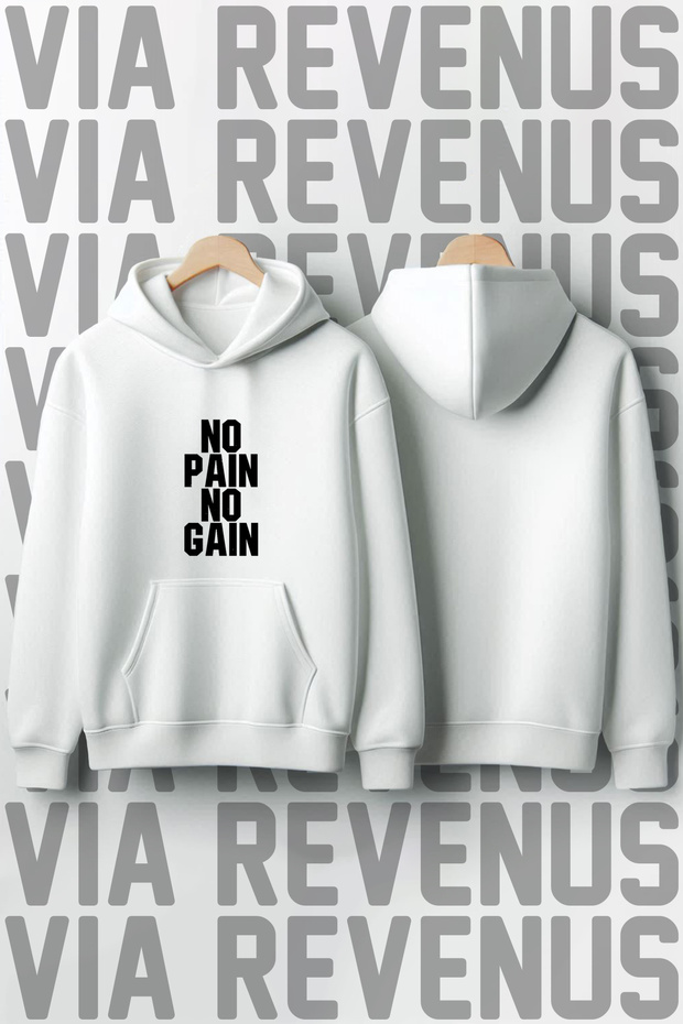 No Pain No Gain Printed 100% Cotton Premium Quality Hooded Sweatshirt