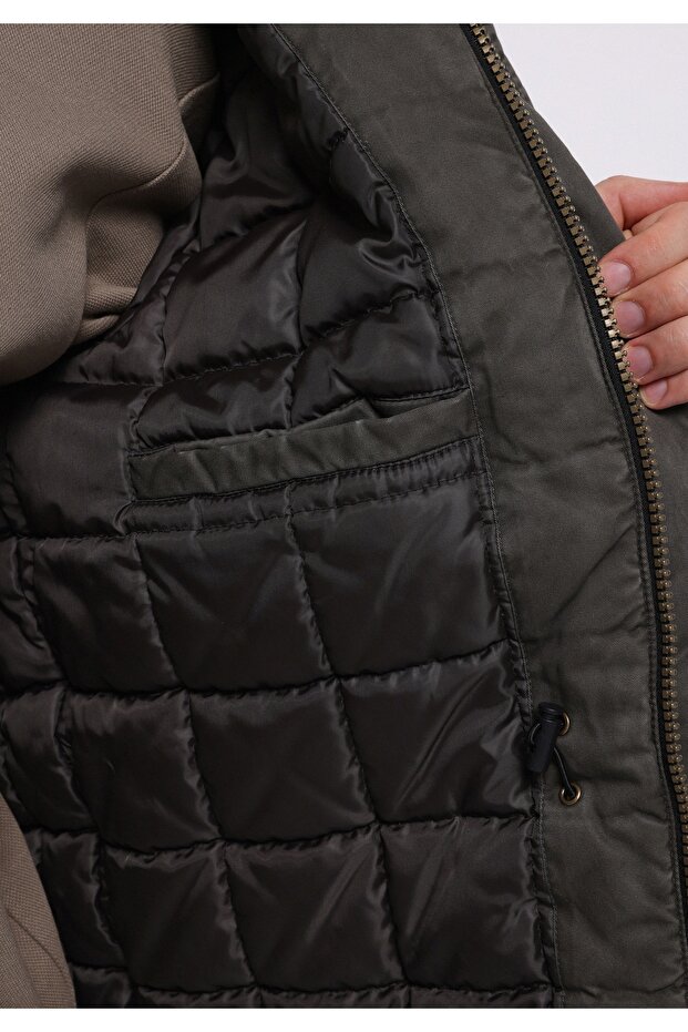 Regular Fit Erkek Yeşil Kaban - 5