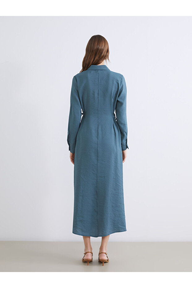Modal Karışımlı Gömlek Elbise - 4