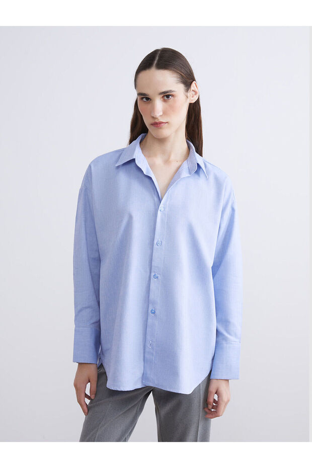 Blue Oversized Oxford Women's Shirt