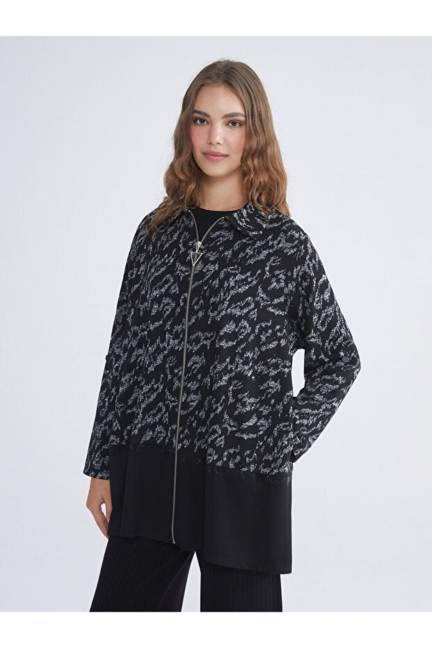 Lcw Grace Polo Neck Patterned Women's Cardigan