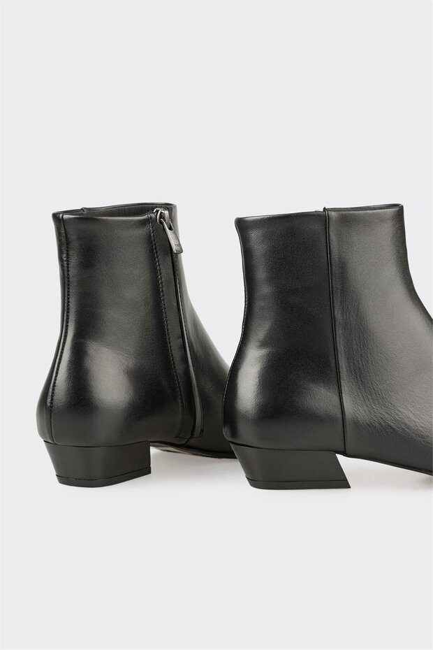 Siyah Deri Kadın Klasik Bot - 4