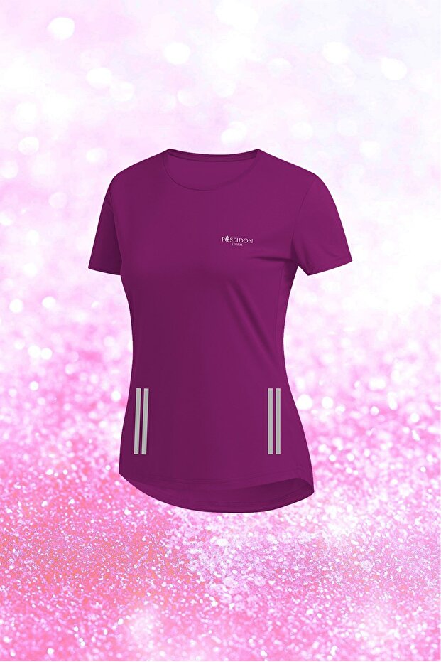 Plus Size Women's Purple Dri-Fit Comfortable Crew Neck Tshirt for Walking 4Xl-10Xl