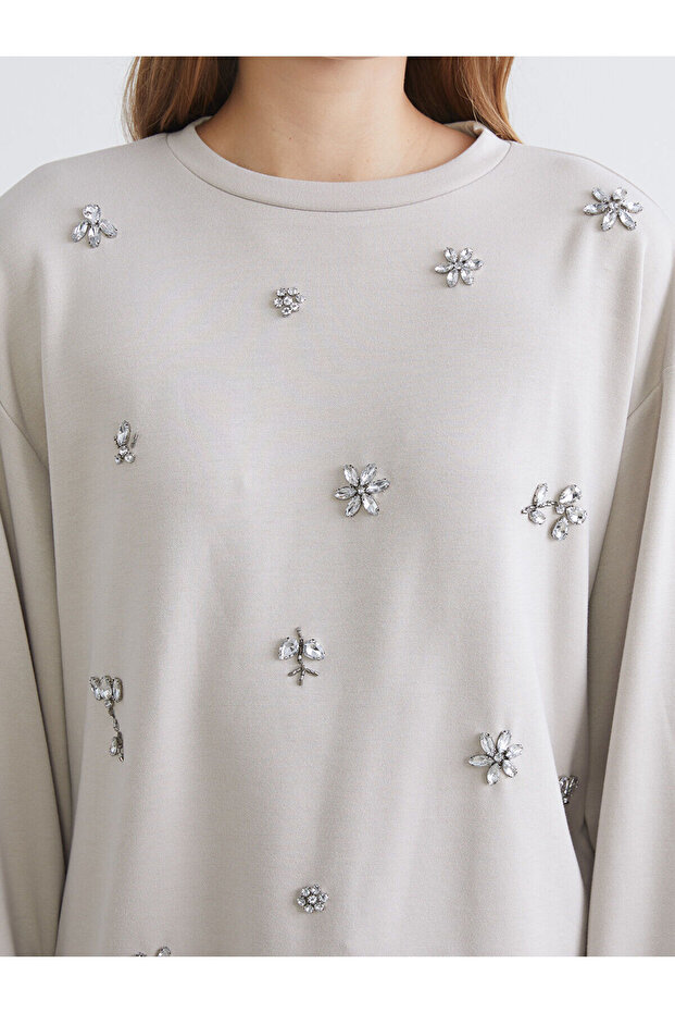 Peak Yeni Sezon Bisiklet Yaka Oversize Taşlı Bluz - 3