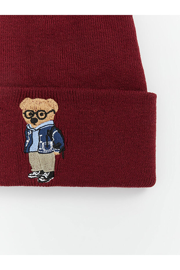 Beret damski Ayi Teddy haftowany - W4M449Z8 - 2