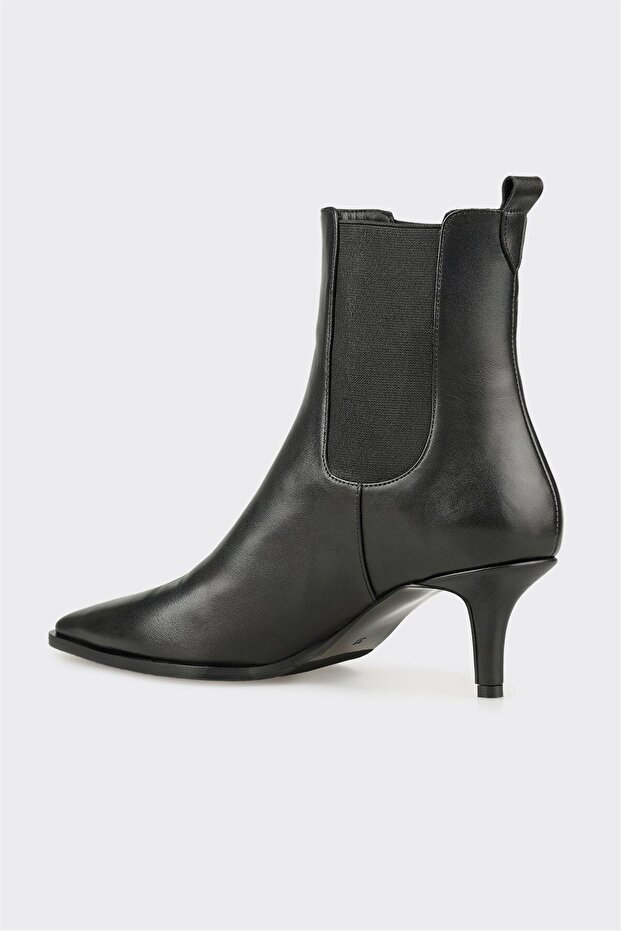 Siyah Deri Kadın Klasik Bot - 3