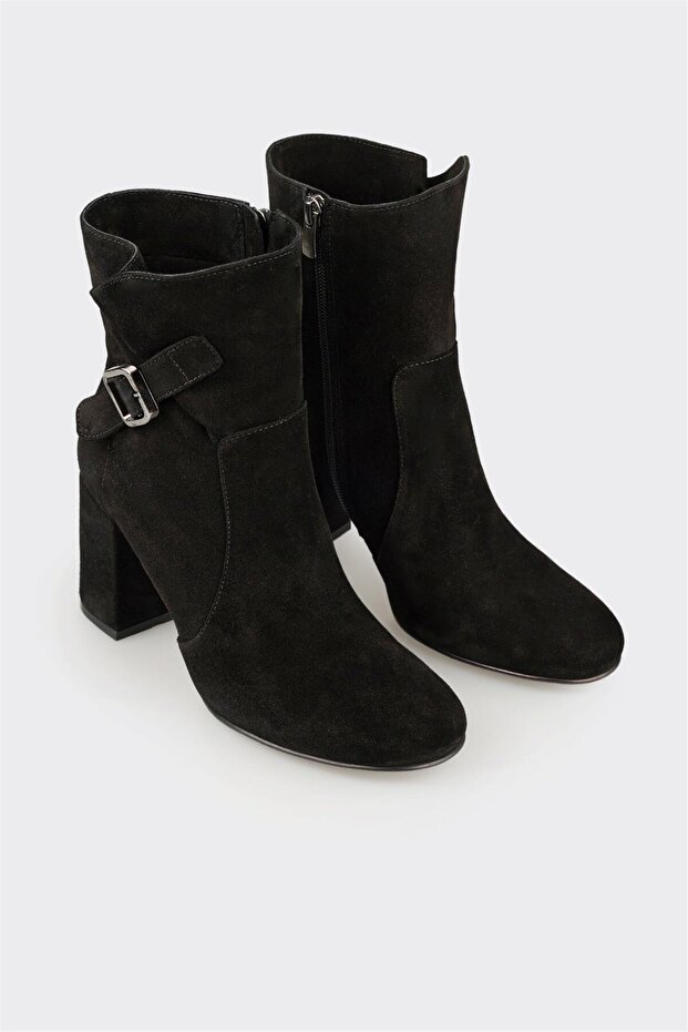 Siyah Deri Kadın Klasik Bot - 2