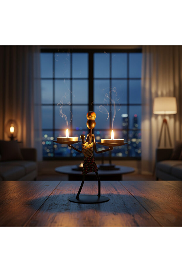 حامل شموع حديدي بتصميم إفريقي عرقي، حامل شموع تقليدي، إكسسوار ديكور مكتبي بطابع عتيق