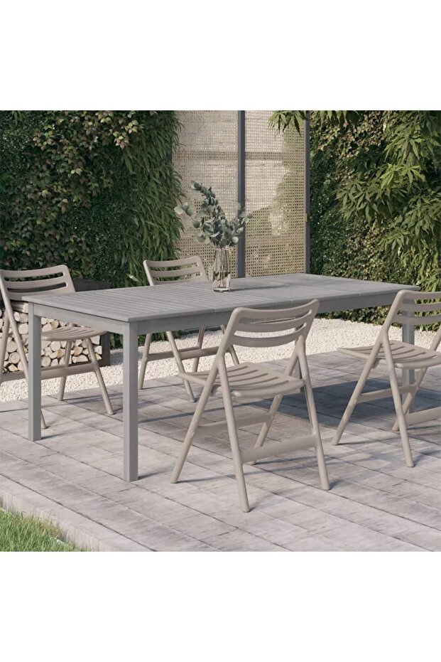 Garden Table Grey 200x100x75 cm Solid Wood Acacia