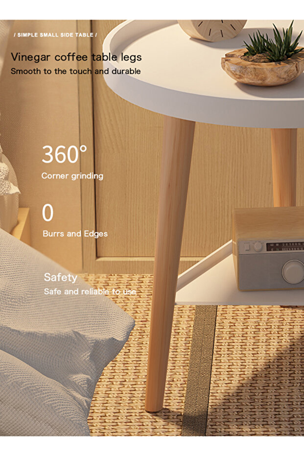 Double-layer Coffee Table Simple Modern Round Service End Table Storage Small Bedside Sofa Table - 6