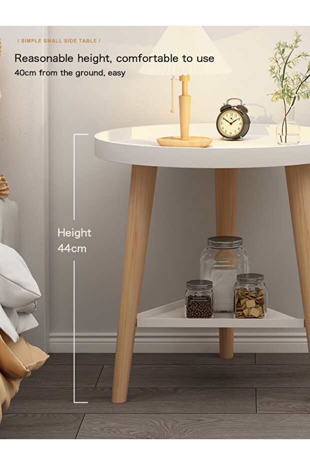 Double-layer Coffee Table Simple Modern Round Service End Table Storage Small Bedside Sofa Table - 3