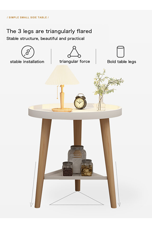 Double-layer Coffee Table Simple Modern Round Service End Table Storage Small Bedside Sofa Table - 8