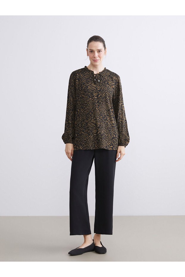 Vizyon New Season Elastic Waist Wide Leg Women's Trousers
