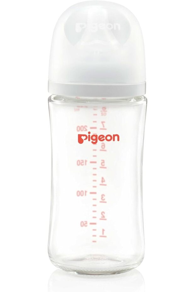 Softouch Wide Neck Glass Nursing Bottle, Medium Nipple Size, BPA Free, 3+ Months, 240ml