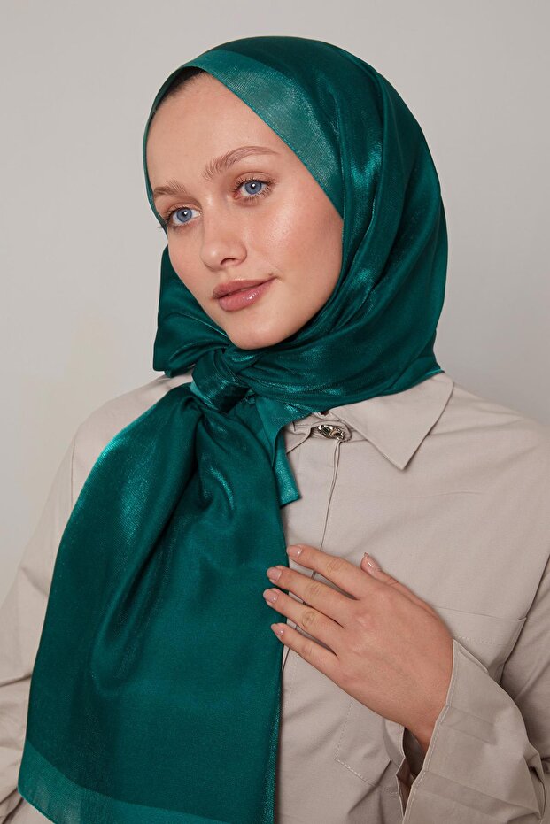 Emerald Green Stripe Pattern Amber Shawl - 2