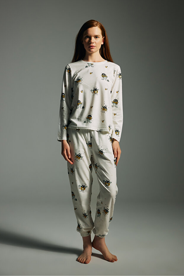 Kadın Pamuklu Cepli Uzun Pijama Altı - 4