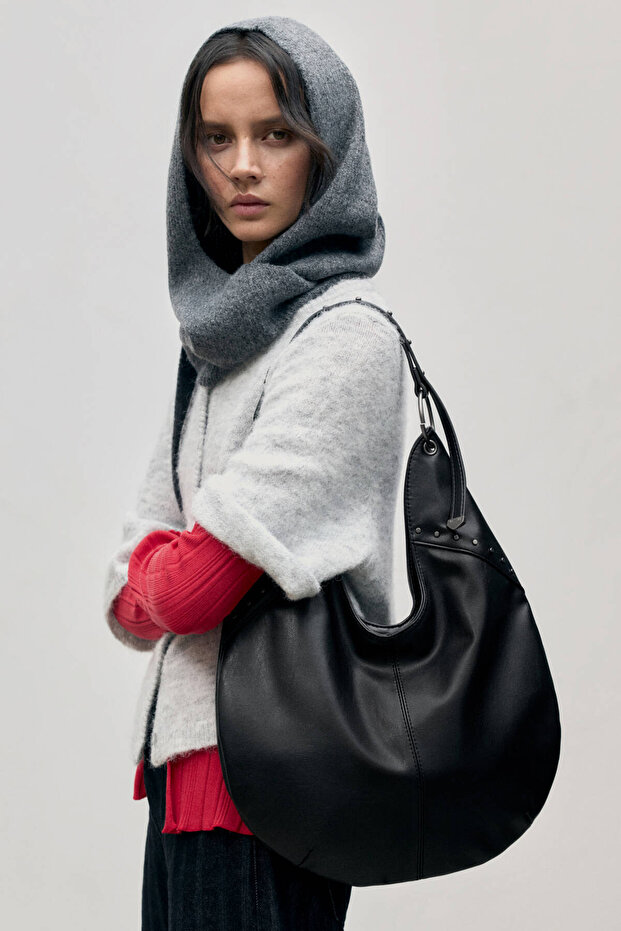 Zımba detaylı tote çanta - 1