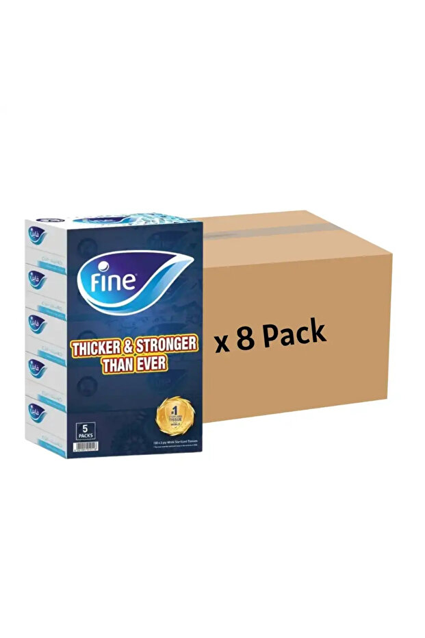 2 PLY Thicker and Stronger Bulk 5 Pack Tissue Box Set 150 Sheets- 8 Pack