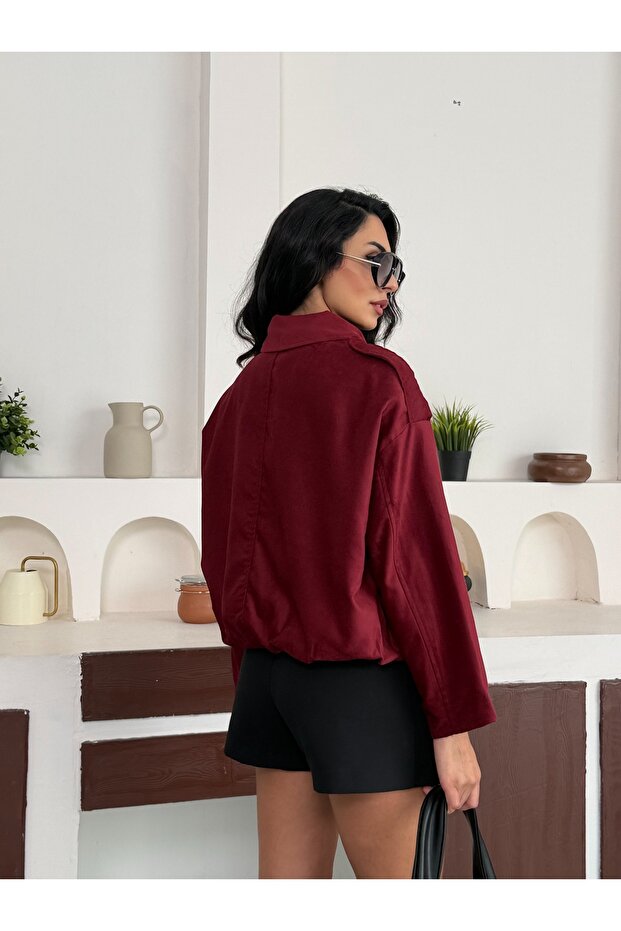 Yakalı Fermuarlı Ceket - 4