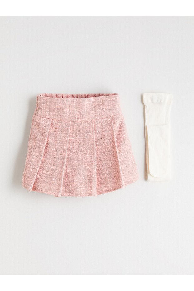Two Mt Shop Quality Lcw Kids Pink Tweed Plain Short Girls' Skirt