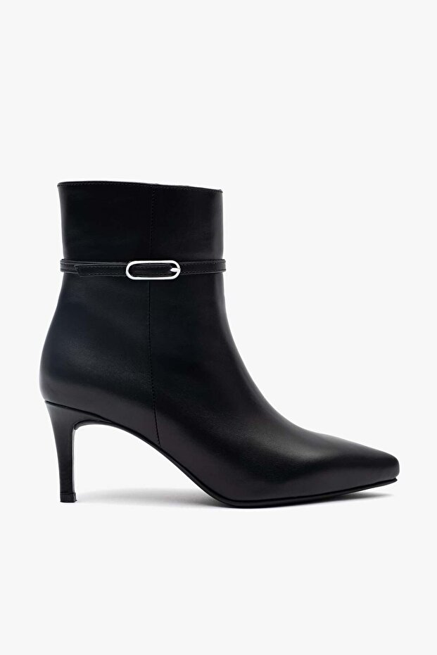 Island Black Leather Women's Heeled Boots