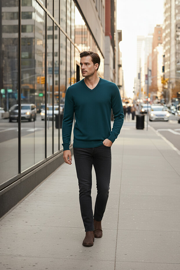 Erkek V Yaka Triko Kazak - 3