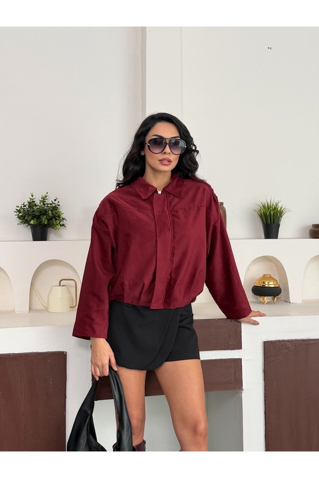 Yakalı Fermuarlı Ceket - 1