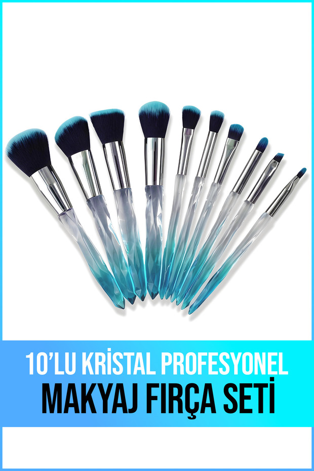 10'lu Kristal Profesyonel Makyaj Fırçası Seti - 1