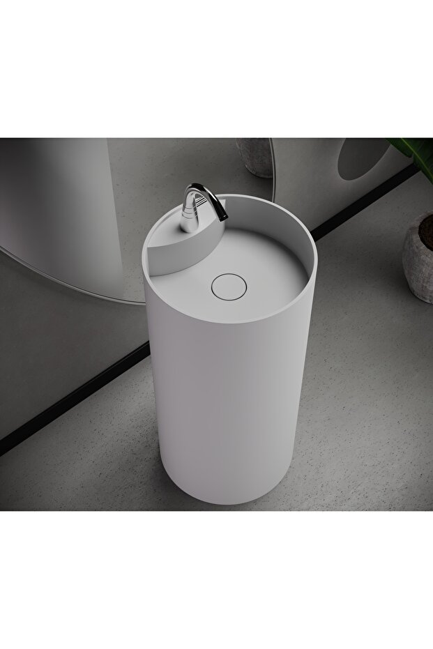 Monoblok Bibao Round Solid Banyo Lavabosu - 1