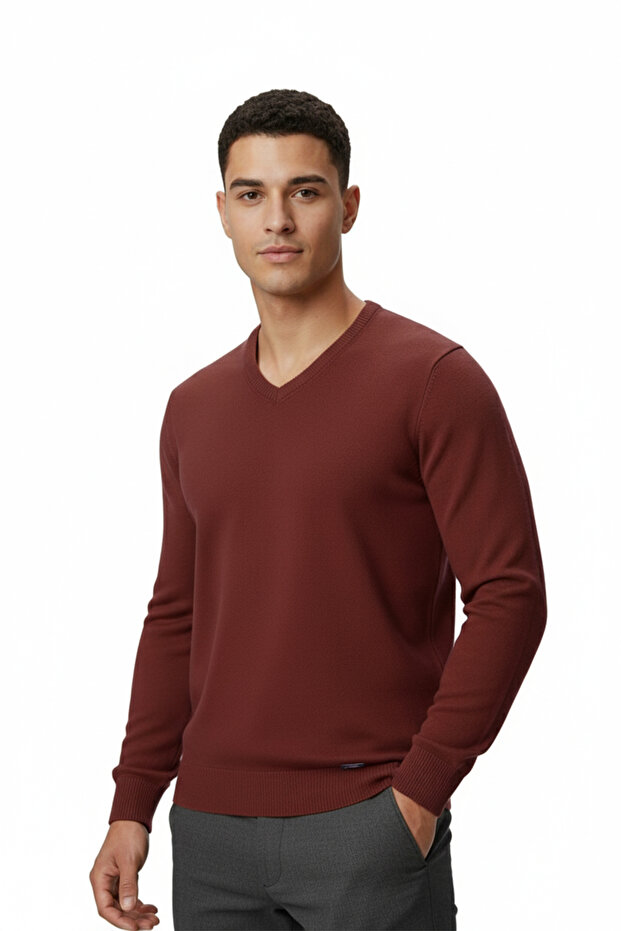 Erkek V Yaka Triko Kazak - 1