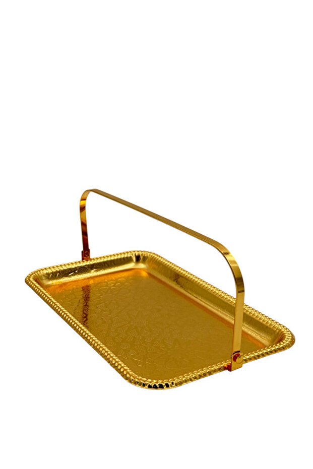 صينية ديكورية من بي آند دي، شكل مستطيل، لون ذهبي - 4