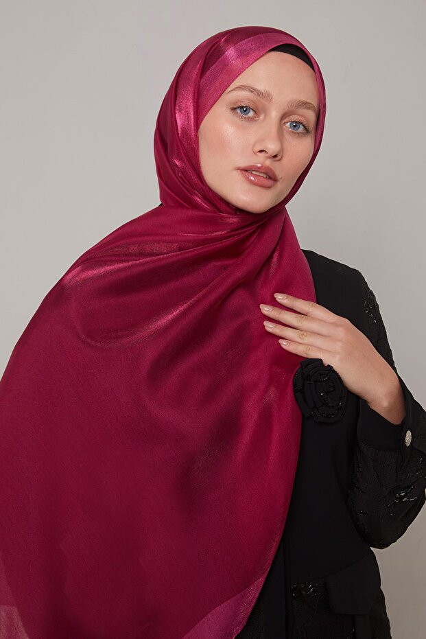 شال عنبر بنمط شريط فوشيا - 1