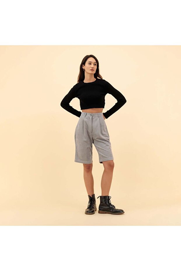 Mid-Rise Suede Short