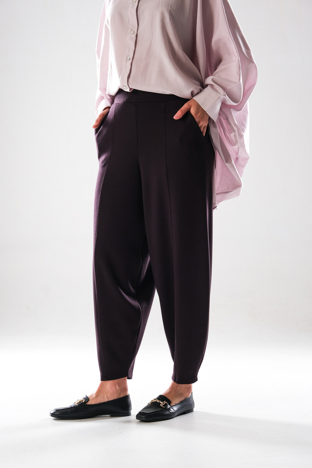 Women's Bitter Brown Elastic Waist Ultra Comfortable Pocketed Harem/Shalwar Yoga Pants – Islamic Clothing _2281