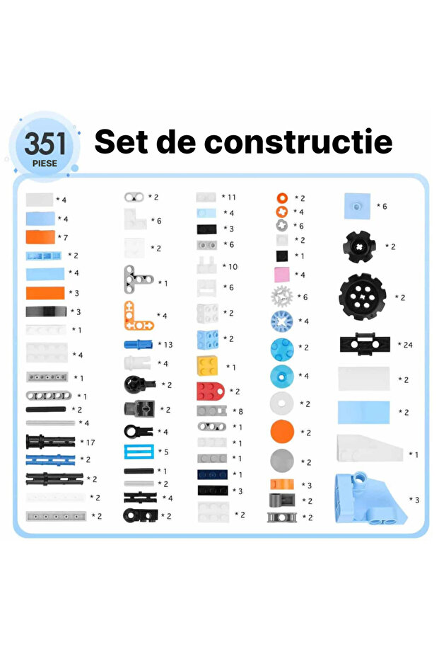 Interactive STEM robot building set with tracks, 351 pieces, remote control and phone control, - 7