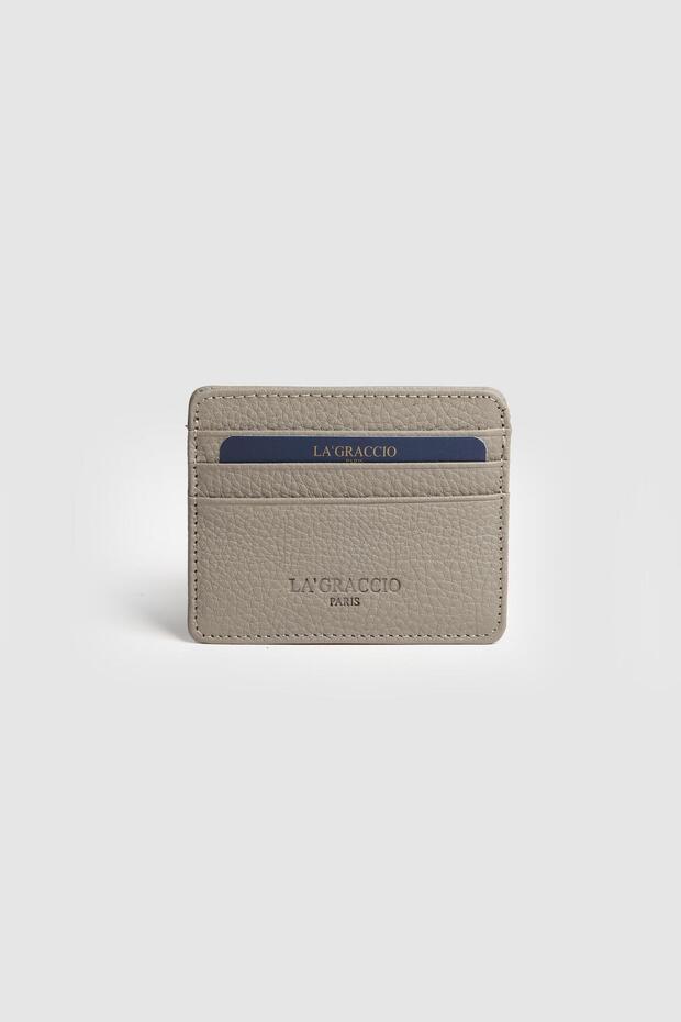La'Graccio Paris Men's Night Genuine Leather Convenient Card Holder Matte Stone