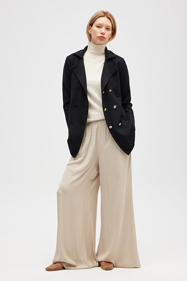 Jisha, Kadın Örme Triko Blazer Ceket - Siyah - 1