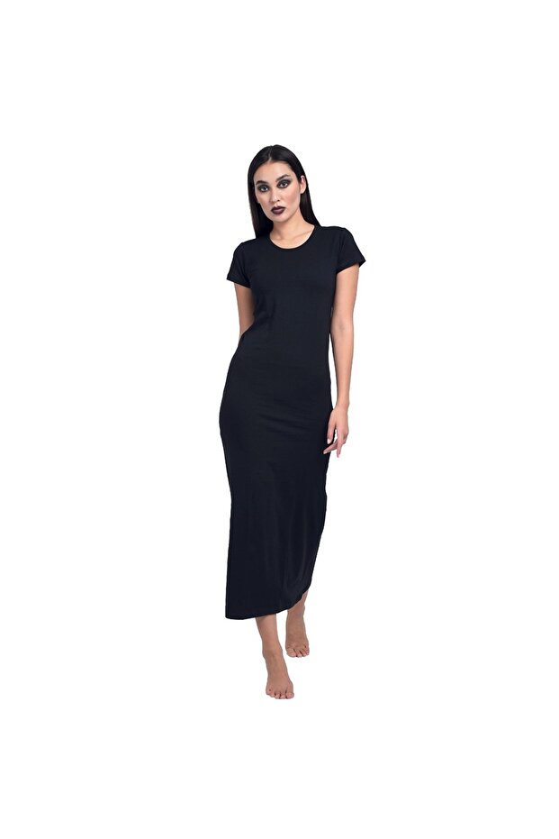 Half sleeve long dress eyption cotton