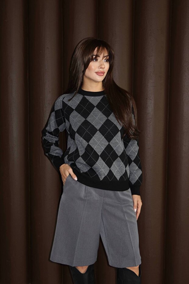 Women's Baklava Pattern Knitwear Sweater
