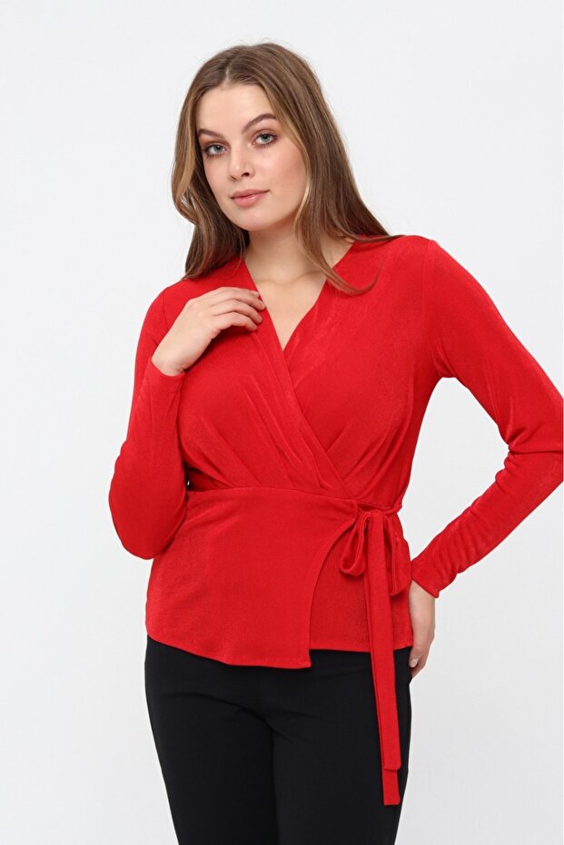 Double-Breasted Collar Small Size Blouse