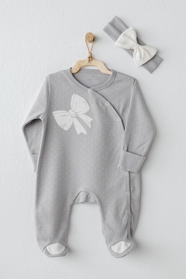 Ac26254 Baby Bow Bliss Jumpsuit Set Gray