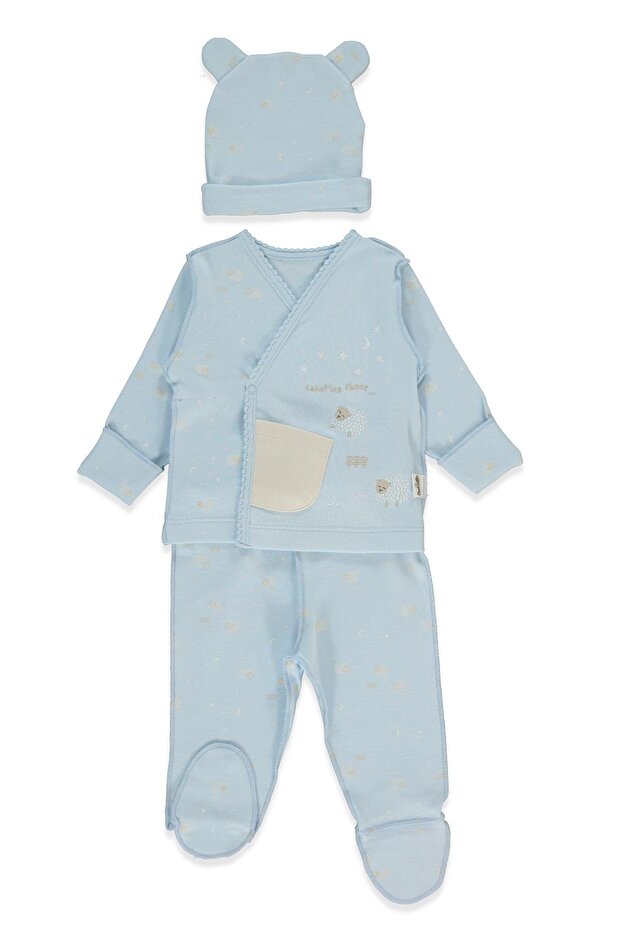 Organic Interlock Zibin Set of 3 (Organic Sleepy Sheepy) Blue
