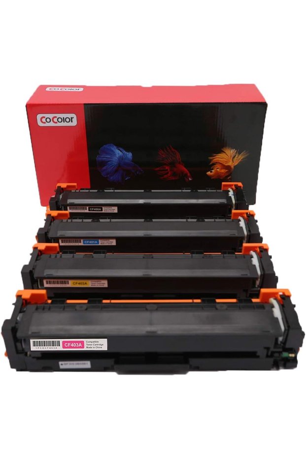 مجموعة حبر الطابعة 201A بالألوان الكاملة CF400A/CF401A/CF402A/CF403A - متوافقة مع طابعات HP Color LaserJet Pro