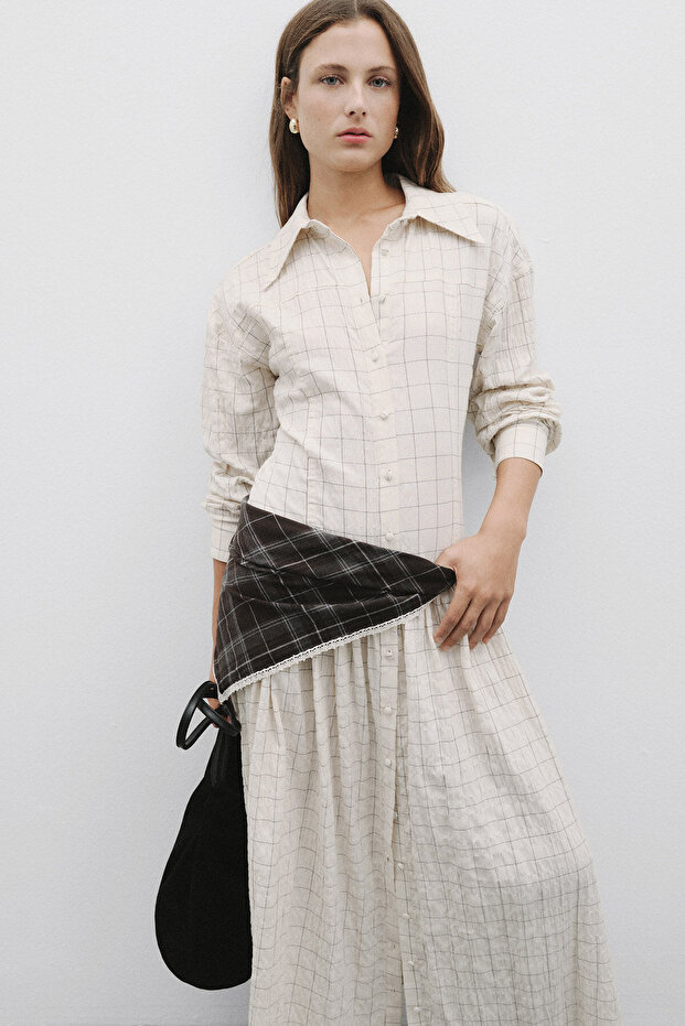 Kahve Ekose Fular - 3