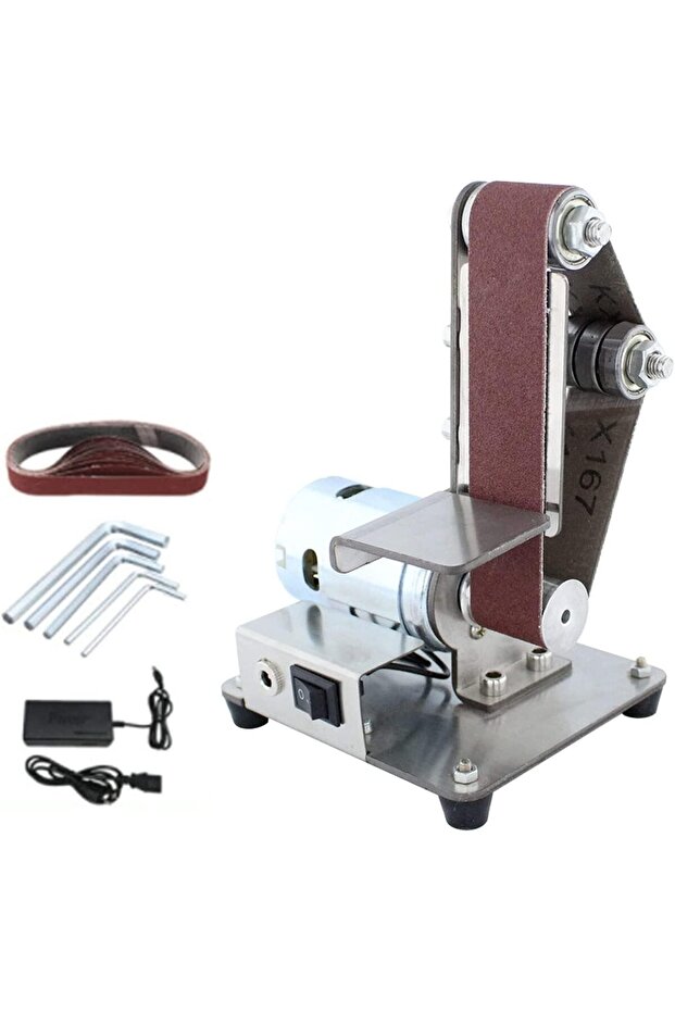 Belt Sander Grinder, 7-Speed Speed Regulation (4500-9000rpm), with 10Pcs 30x330mm Sanding Belts