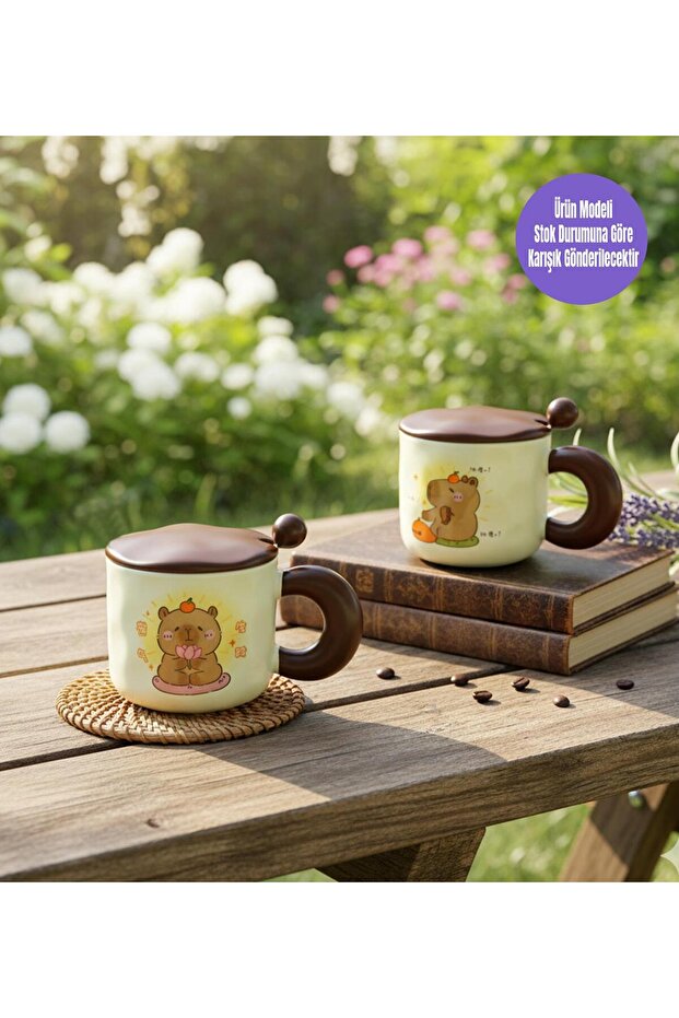 Mutlu Capybara Temalı Seramik Kupa - 2