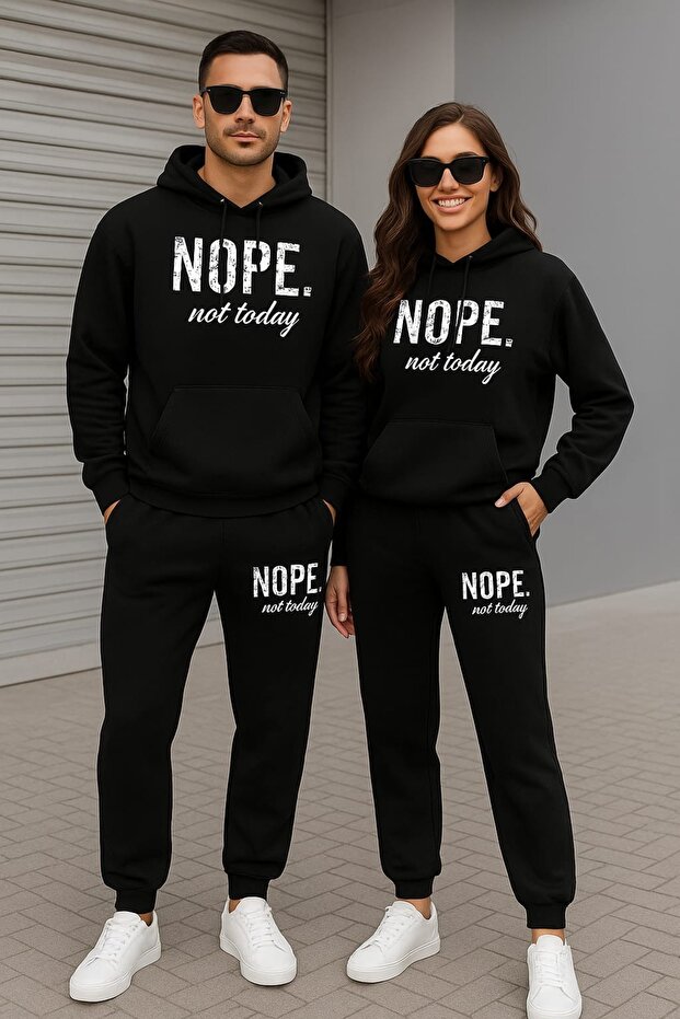 Dear Lover Combination'Nope Not Today' Printed Tracksuit Set (2 Sets of 4 Pieces) Oversized Tracksuit