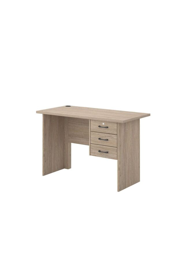 Fortney Office Desk with 3 Drawers - White Wash Finish, Durable Engineered Wood, 120x60x75.5cm