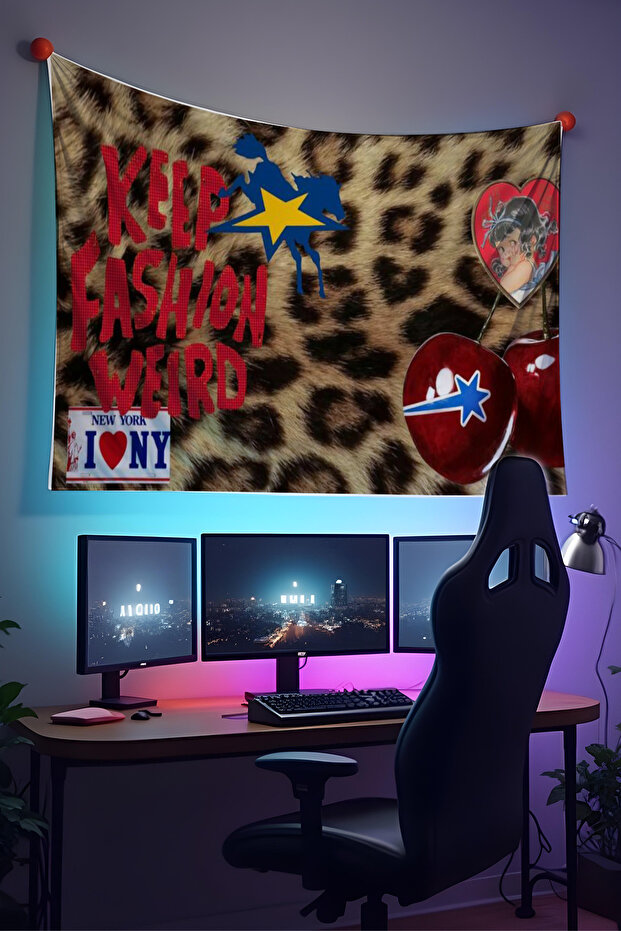 Leopard Pattern Aesthetic Wall Covering – High-Quality Fabric, Gamer Room Decor Tapestry Wall Carpet